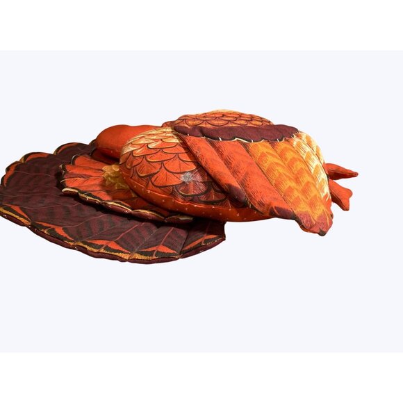 Thanksgiving Turkey Shaped Wall Hanging Decoration Sewn Fabric Fall Colors - Picture 10 of 10